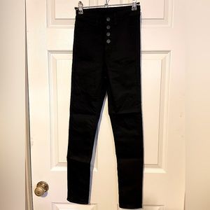 H & M Black High Waisted Skinny Jeans - Button Fly
